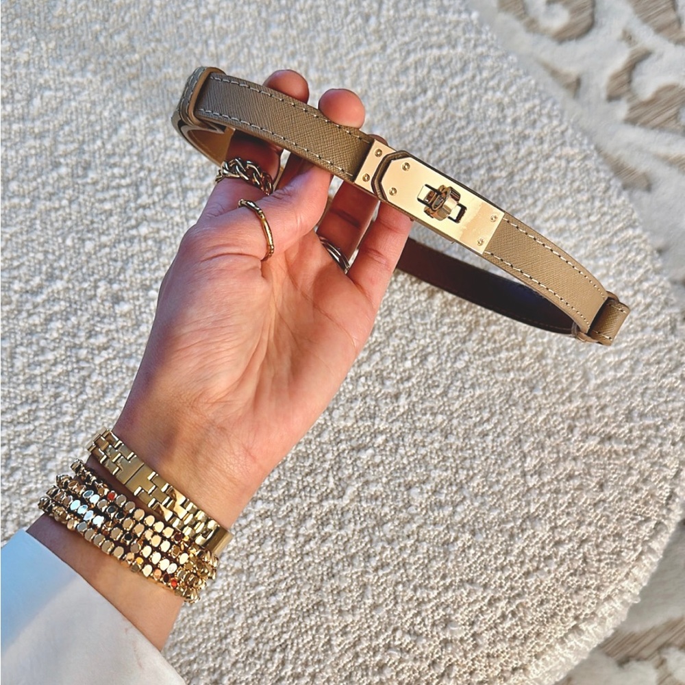 Premium faux leather adjustable belt -available in tan, cognac brown, & black - Picture 4 of 10